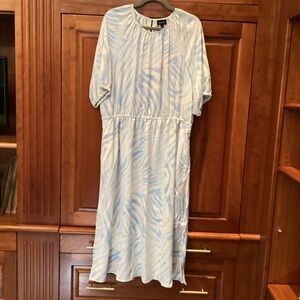 Who What Wear Blue and White Dolman Sleeve Midi Sundress